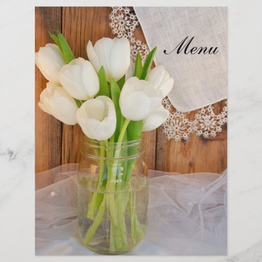 Papier Tulipes blanches rustiques dans Mason Jar Barn Men (Devant)