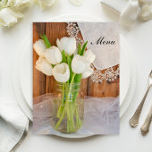 Papier Tulipes blanches rustiques dans Mason Jar Barn Men
