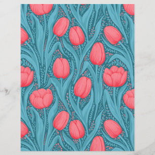 Papier Tulipes en bleu et rouge
