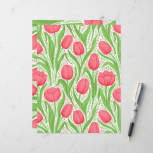 Papier Tulipes en rouge et vert