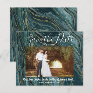 Papier Turquoise Bleu Canard Or Photo Mariage Épargnez la