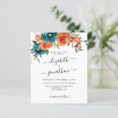Papier Turquoise Burnt Orange Floral Budget Faire-part de (Debout devant)