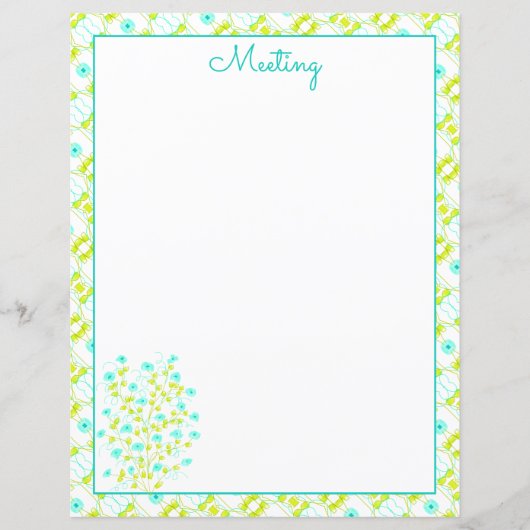 Papier Turquoise Et Vert Lime (Devant)