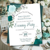 Papier Turquoise Floral Soirée Budget Party Mariage Invit