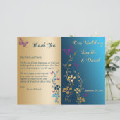 Papier Turquoise Gold Purple Floral Bi-Fold Wedding Progr (Debout devant)