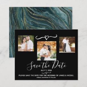 Papier Turquoise Sarcelle Or Photo Mariage Épargnez la Da