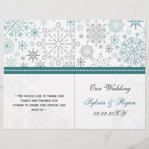Papier Turquoise White snowflakes mariage d'hiver