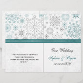 Papier Turquoise White snowflakes mariage d'hiver (Devant / Derrière)