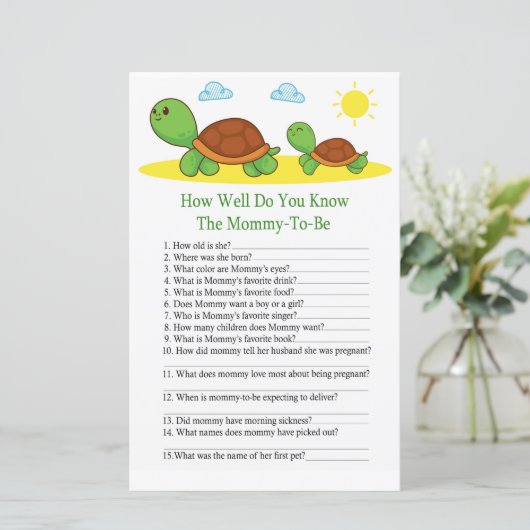 Papier Turtle Comme vous connaissez bien le jeu de baby s (Debout devant)