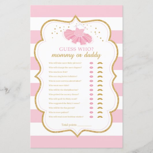 Papier Tutu ballerina devine qui maman ou papa jeu (Devant)