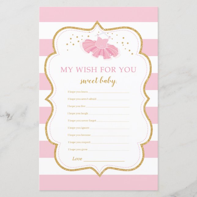 Papier Tutu robe ballerine souhaits pour le jeu bébé (Devant)