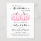 Papier Twin Girls Rose Citrouille Baby Sprinkle Invitatio (Devant)
