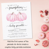 Papier Twin Girls Rose Citrouille Baby Sprinkle Invitatio