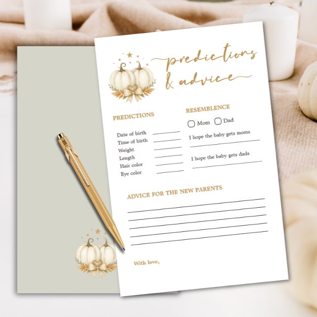 Papier Twin Pumpkins Boho Baby Shower Predictions Game (Créateur téléchargé)