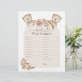 Papier Twins Teddy Bear Word Scramble Baby shower Jeu (Debout devant)
