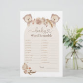 Papier Twins Teddy Bear Word Scramble Baby shower Jeu (Debout devant)