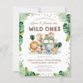 Papier Twins Wild One 1st Birthday Budged Invitation (Devant)