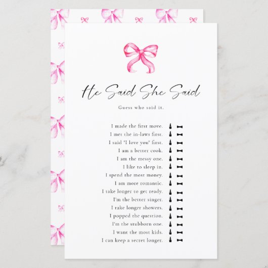 Papier Tying Fête des mariées Knot Il Dit Qu'Elle Dit (Devant / Derrière)