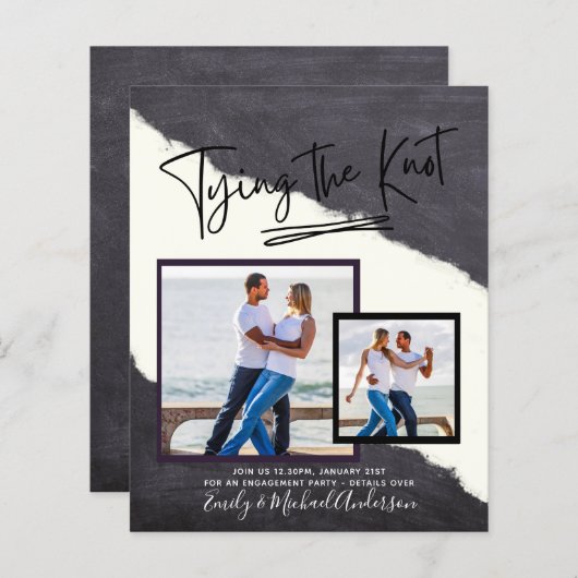 Papier Tying The Knot - Photo Engagement Party Invitation (Devant / Derrière)