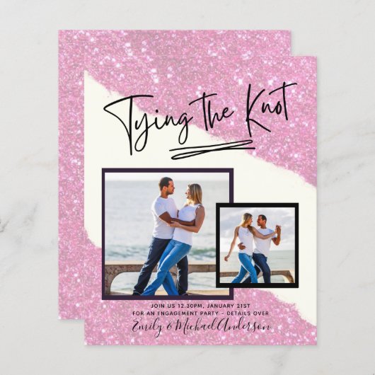 Papier Tying The Knot - Photo Engagement Party Invitation (Devant / Derrière)