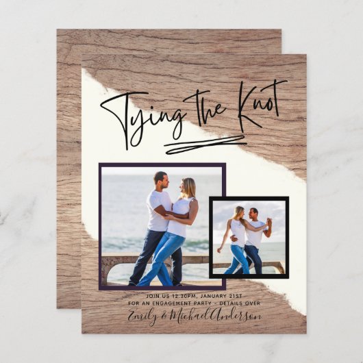 Papier Tying The Knot - Photo Engagement Party Invitation (Devant / Derrière)
