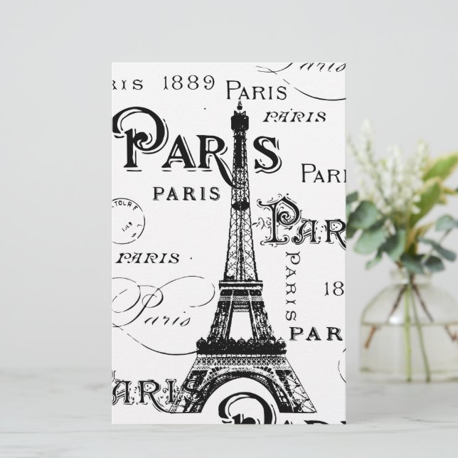 Papier Typographie Calligraphie Paris France Tour Eiffel (Debout devant)