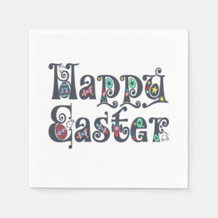 Papier Typographie de Pâques joyeuse   Serviette en Papie