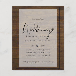 Papier Typographie de script rustique Mariage de budget