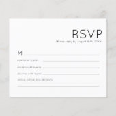 Papier Typographie du budget Noir Blanc Mariage RSVP (Devant)