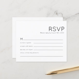 Papier Typographie du budget Noir Blanc Mariage RSVP