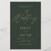 Papier Typographie Mariage en or Emerald Green (Devant)