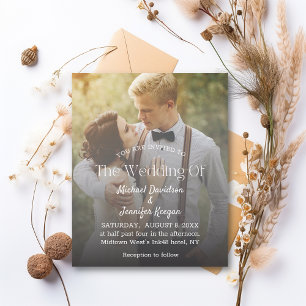 Papier typographie moderne faire-part de mariage photo dé