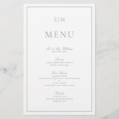 Papier Typographie moderne Sage Vert Monogramme Mariage M (Devant)