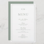 Papier Typographie moderne Sage Vert Monogramme Mariage M (Devant / Derrière)