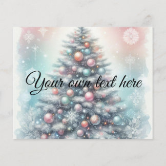 Papier Typographie nom Arbre de Noël aquarelle florale