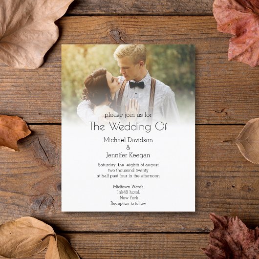 Papier typographie simple moderne mariage photo invitatio