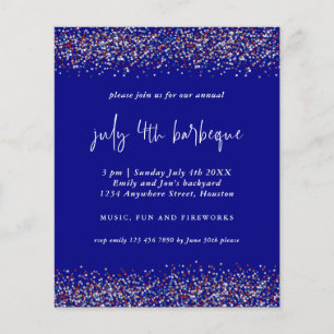 PAPIER Uitnodiging Glitter Red Blue 4 juli BBQ Flyer