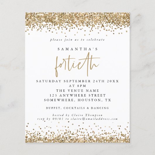 PAPIER | Uitnodiging van de partij Gold Glitter Fo Flyer (Voorkant)