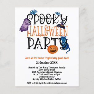 PAPIER Uitnodiging van de partij Spooky Hallowee Flyer