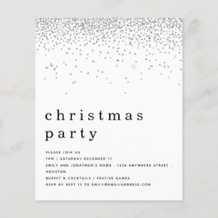 PAPIER Uitnodiging voor Silver Glitter-kerstfees Flyer