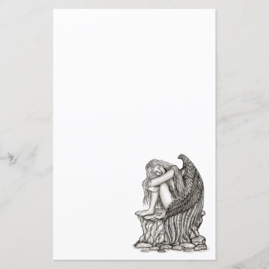 Papier Un ange endormi sur la pierre (Devant)
