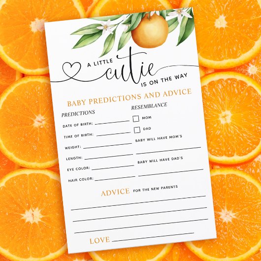 Papier Un Baby shower Un Peu Cutie Prédictions Conseils