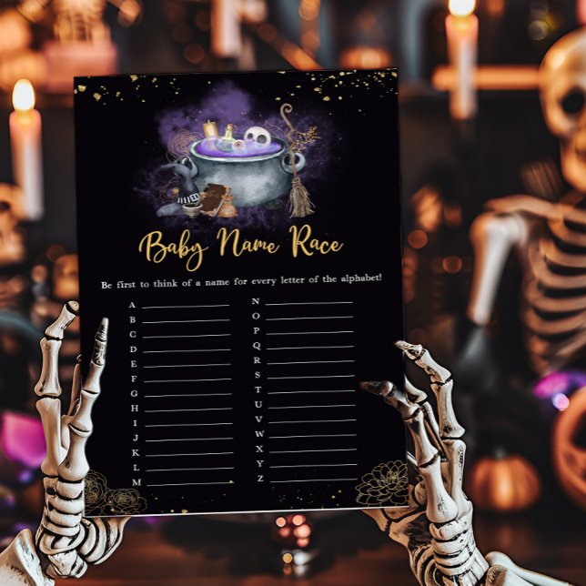 Papier Un bébé brasse Éffrayant Nom de la race Jeu (A Baby is Brewing Baby Shower Baby Name Race Game)