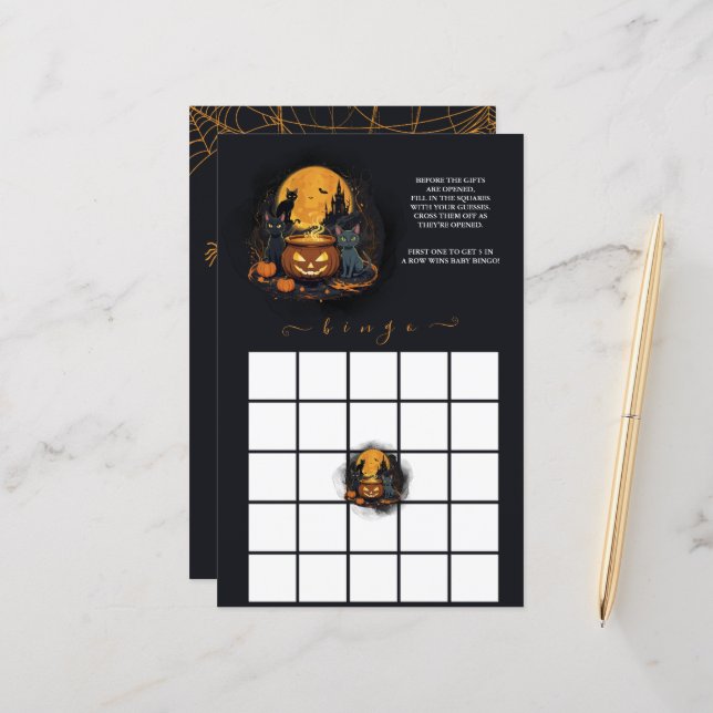 Papier Un Bébé brasse Halloween Baby shower Jeu de Bingo (Devant/Arrière en situation)