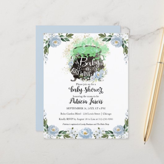 Papier Un bébé brasse une invitation budgétaire Baby show (Devant/Arrière en situation)