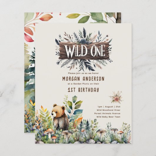 Papier Un bébé sauvage Ours Bois Animaux Rustiques (Devant / Derrière)