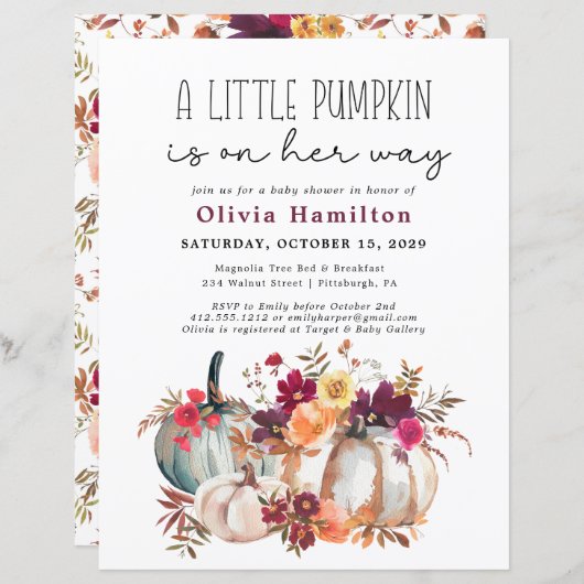 Papier Un Budget Un Peu Citrouille Tombe Le Baby shower F (Devant / Derrière)