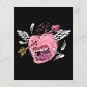 Papier un coeur d'amour avec des lèvres et des ailes frap