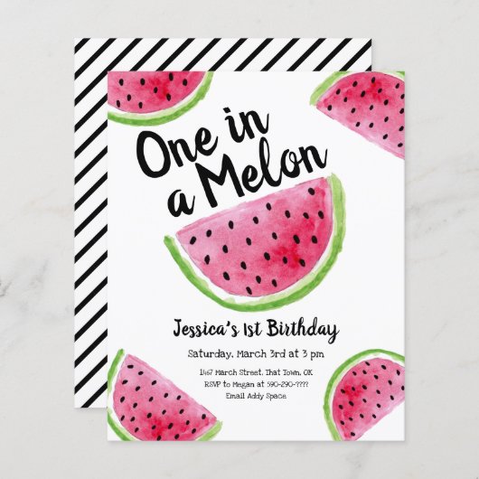 Papier Un dans un Melon Anniversaire Fête Invitation budg (Devant / Derrière)