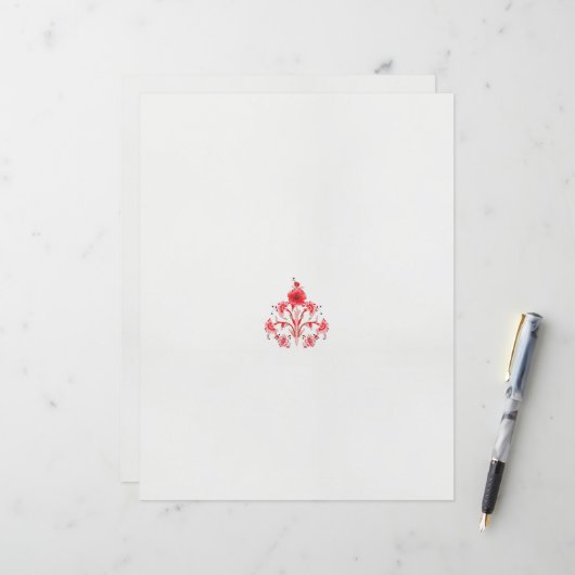 Papier un design de fleur rouge sur un arrière - plan bla (Devant/Arrière en situation)